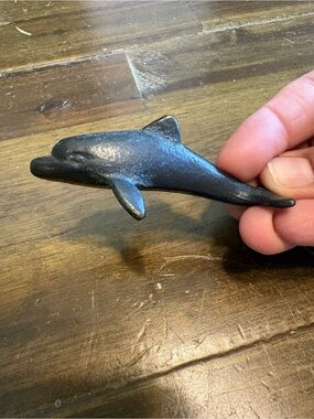Vintage Dolphin Paper Weight Trinket Miniature Figurine Brass Cast Small